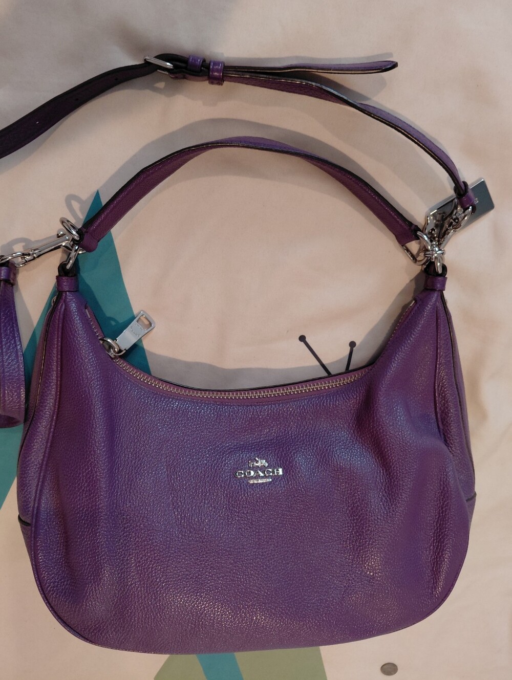 COACH  Slouch hobo In Purple Pebble Leather